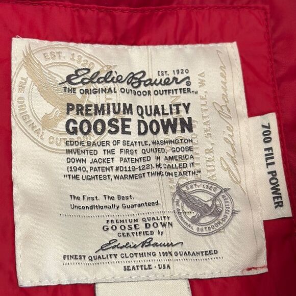 Eddie Bauer 700 Fill Power Goose Down Red Quilted Vest Small - Picture 13 of 14